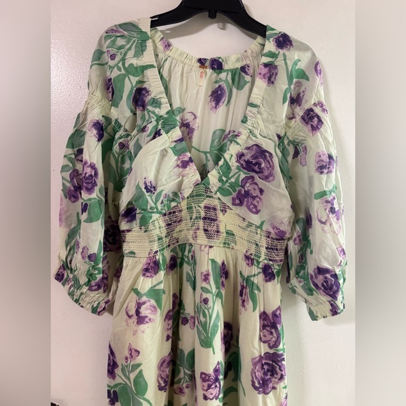 Free people golden hour maxi Floral Green and Purple Women's Dress. NWOT - Picture 7 of 7